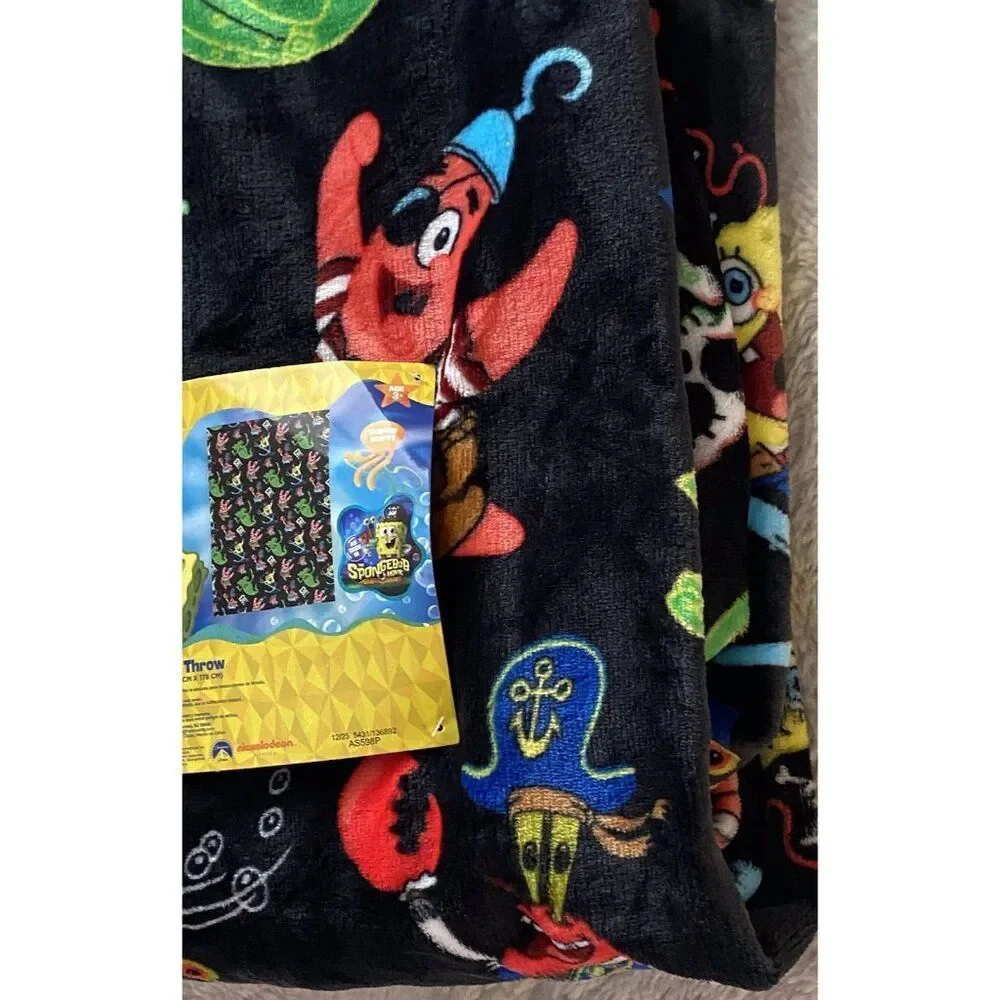 Spongebob Squarepants Movie Throw‎ Blanket 50”X 70” Pirate Davy Jones Black NEW